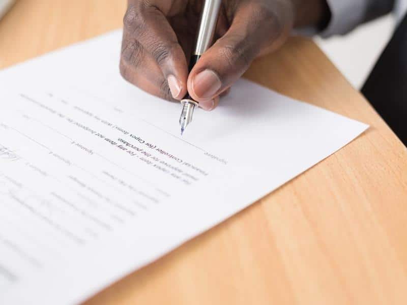 Businessman signing a contract